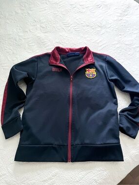 FC Barcelona soccer FCB sweatshirt shirt full zip Boys size large